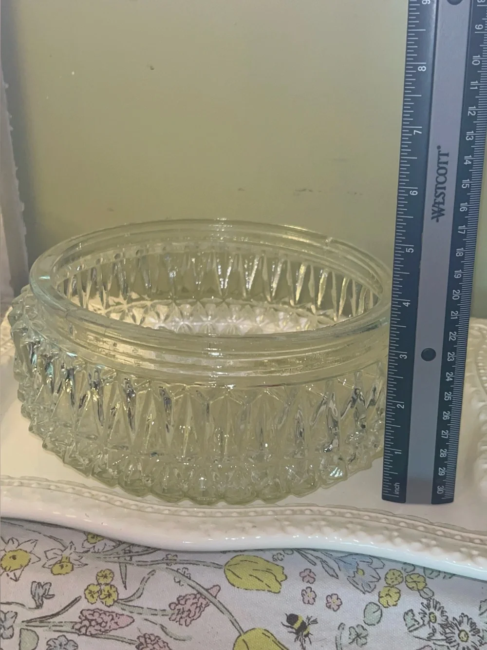 Vintage clear pressed glass flush mount ceiling light fixture dome